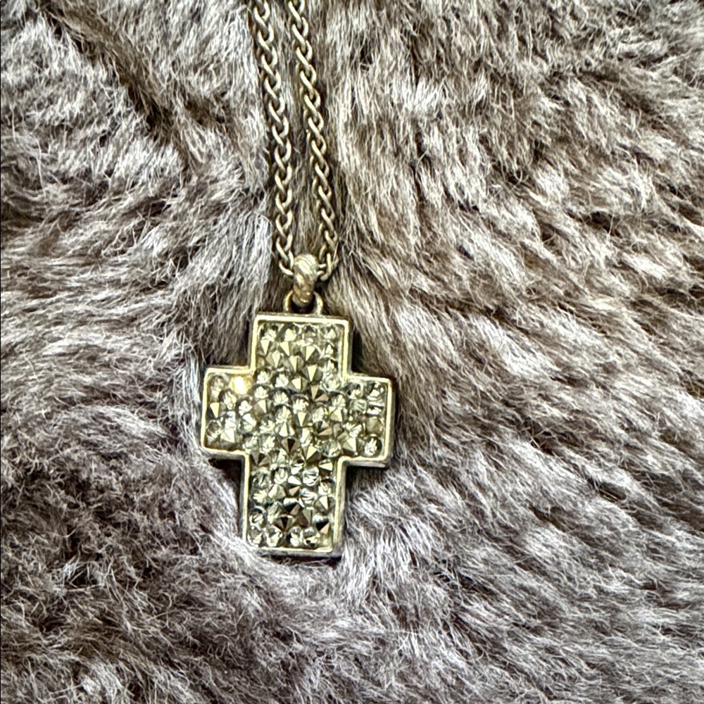 Brighton Silver Crystal Cross Necklace